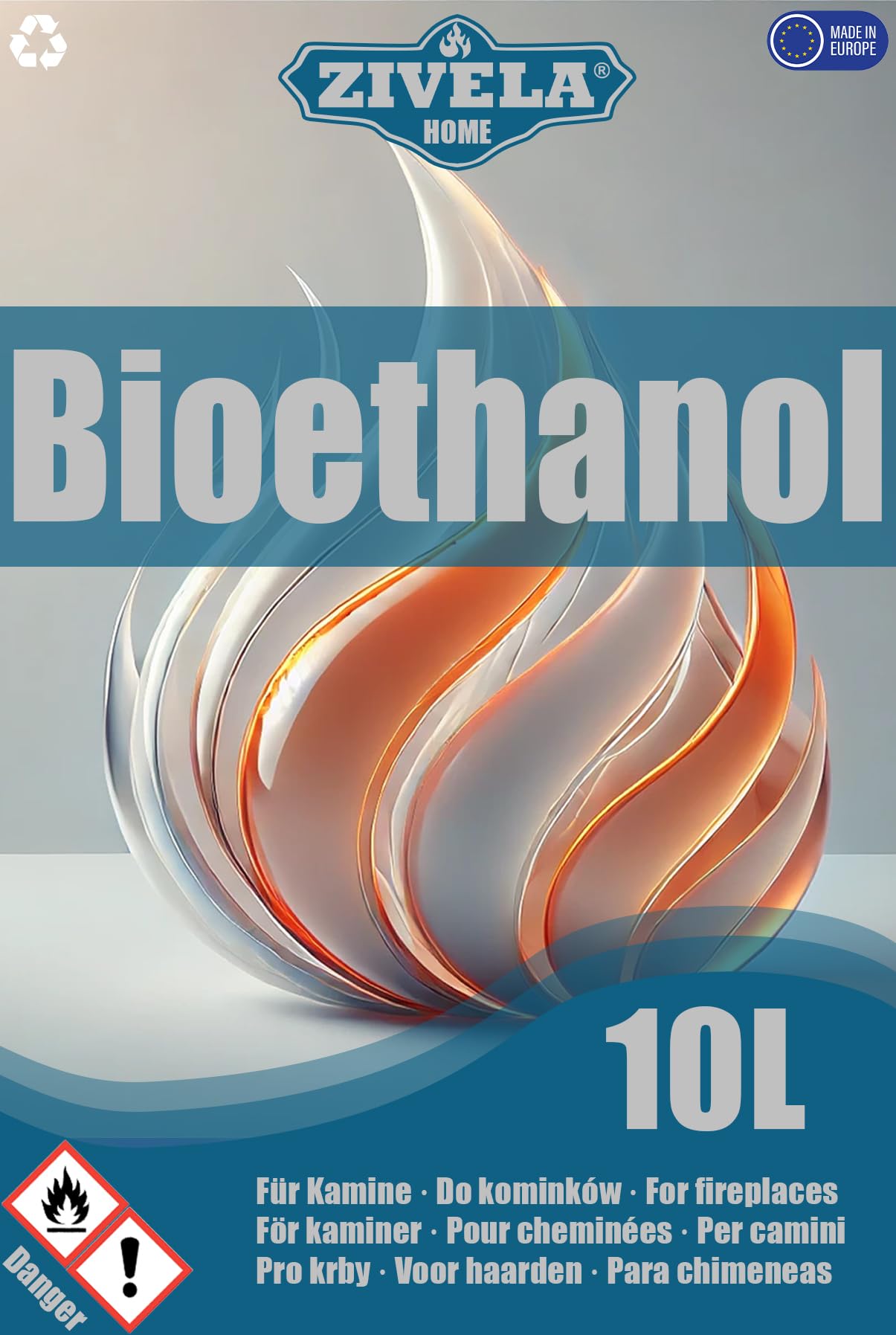 Bioéthanol 96,6 % 30 l | Alcool bio 96,6 % 3 x 10 l | Cheminée à bioéthanol sans odeur, flamme vive et stable