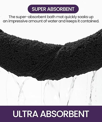 Miniatura 7 de DEXI Alfombra de baño, extra suave, absorbente, de alta calidad, antideslizante, cómoda, alfombra para bañera, ducha, baño, lavable a máquina, 20 x