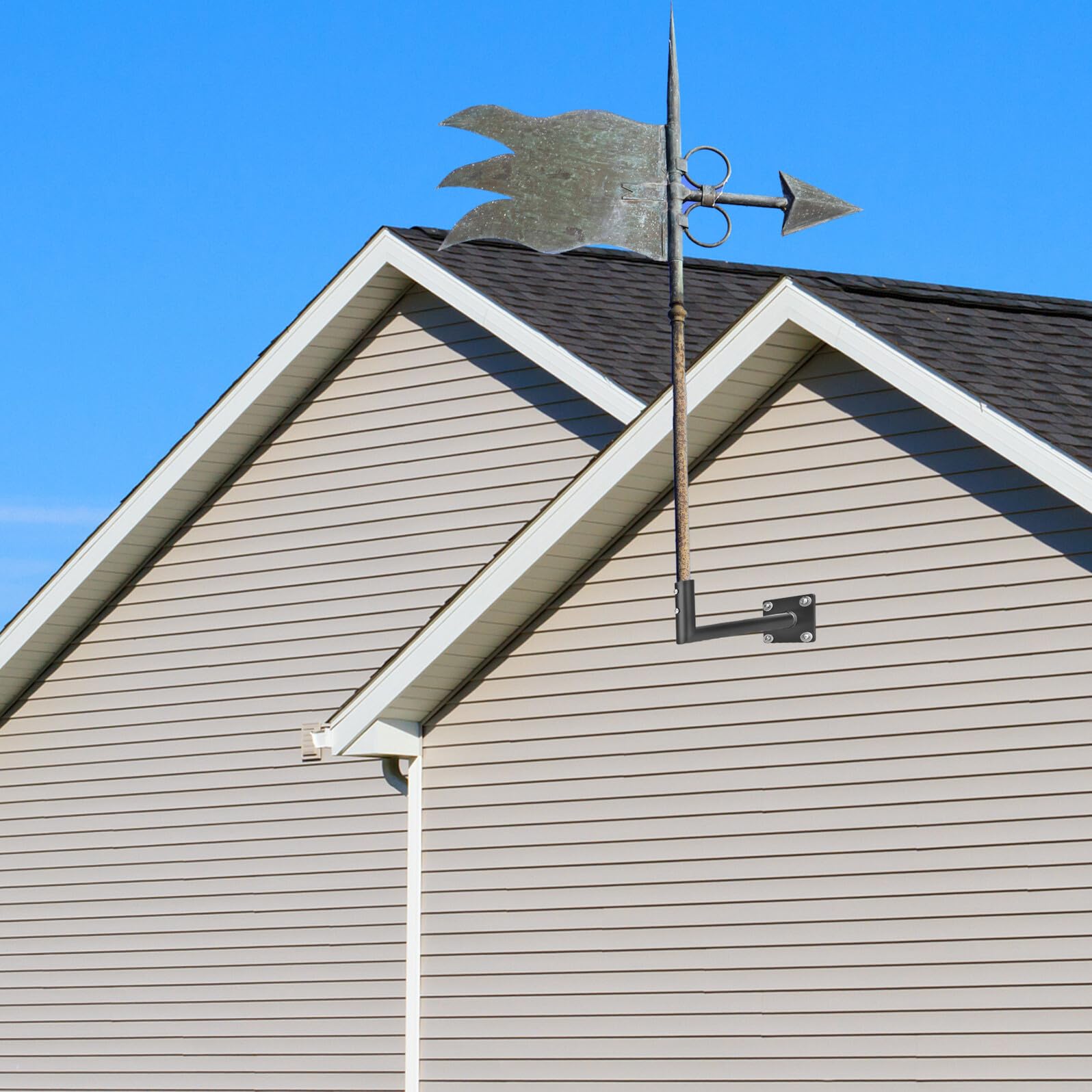 Alipis Wetterfahnen Halterung L förmig Dachmontage Antennenhalterung aus Eisen mit Vorgebohrten Löchern für Außenmontage und Windfeste Befestigung