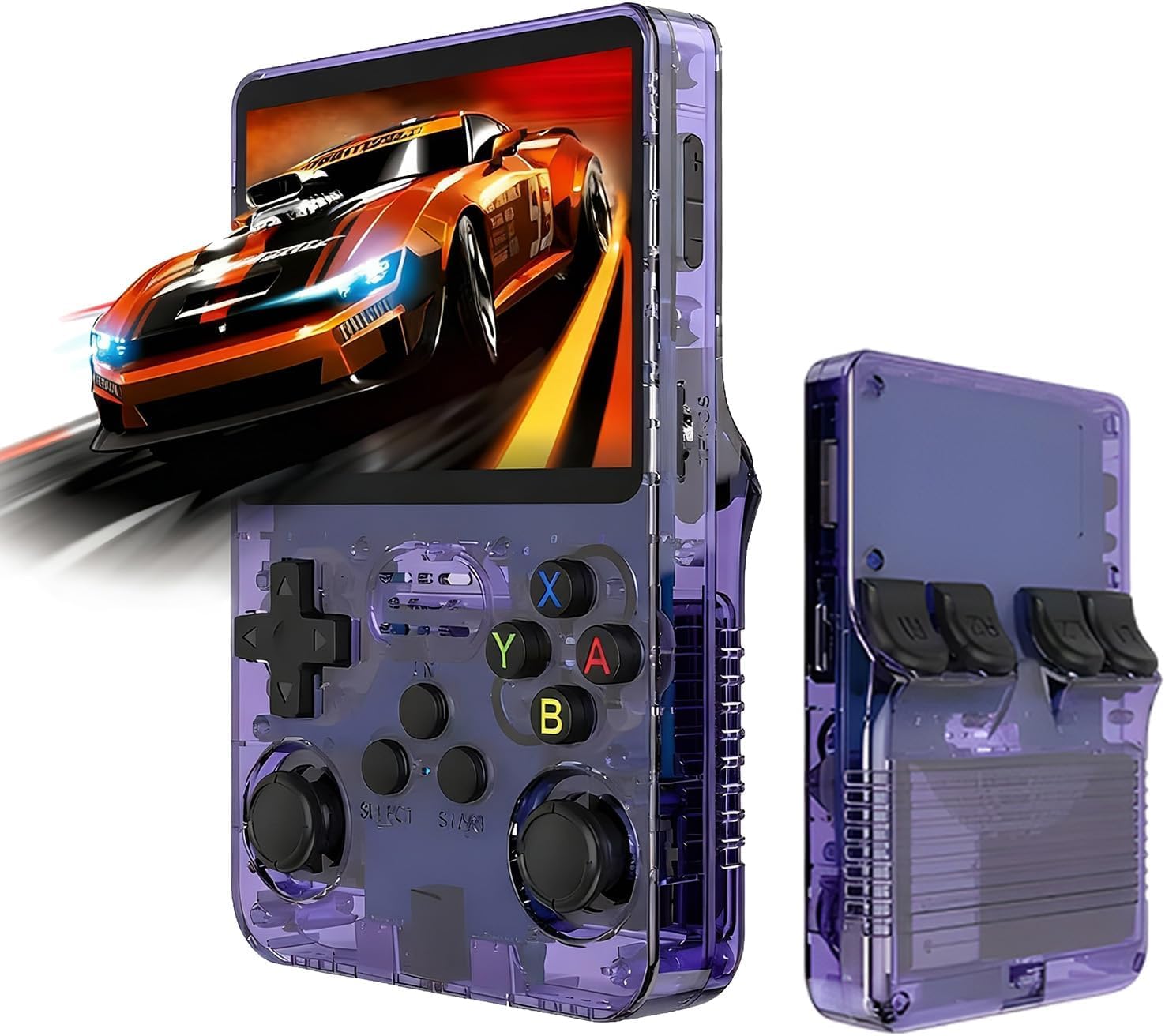PLUSPOINT R36S Portable Handheld Game Console (64GB) with 18000+ Retro Classic Preloaded Video Games, 3.5 Inch IPS Display,Rechargeable Battery , Pocket Arcade Gaming Device (Purple)-image-10