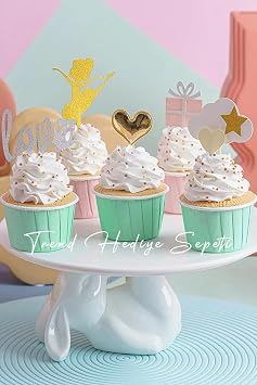 50li Soft Mint Ye ili Muffin Cupcake Kal b  Kek Kaps l , Muffin Kek Kal b , Airfryer Uyumlu