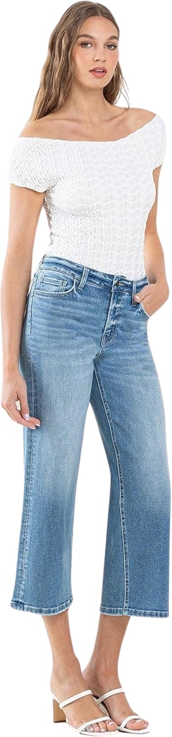 Flying Monkey Women's High-Rise Cropped Wide Leg Jeans F5365 (Beckoned, 29)