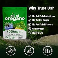 Vista 4 de Aceite de orégano, 150 cápsulas blandas, 6000 mg de aceite de orégano con aceite de semilla negra para apoyo inmunológico y digestivo, aceite