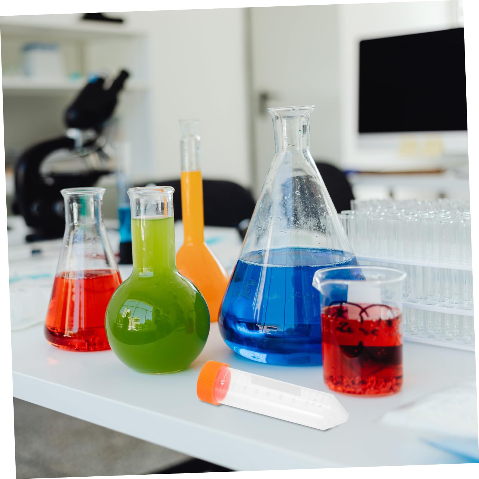SOLUSTRE 125pezzi Provetta Conica Da Centrifuga Con Tappi Vite Da Contenitori Per Laboratorio Con Graduazione e Fondo Conico Per Esperimenti e Misurazioni Precise