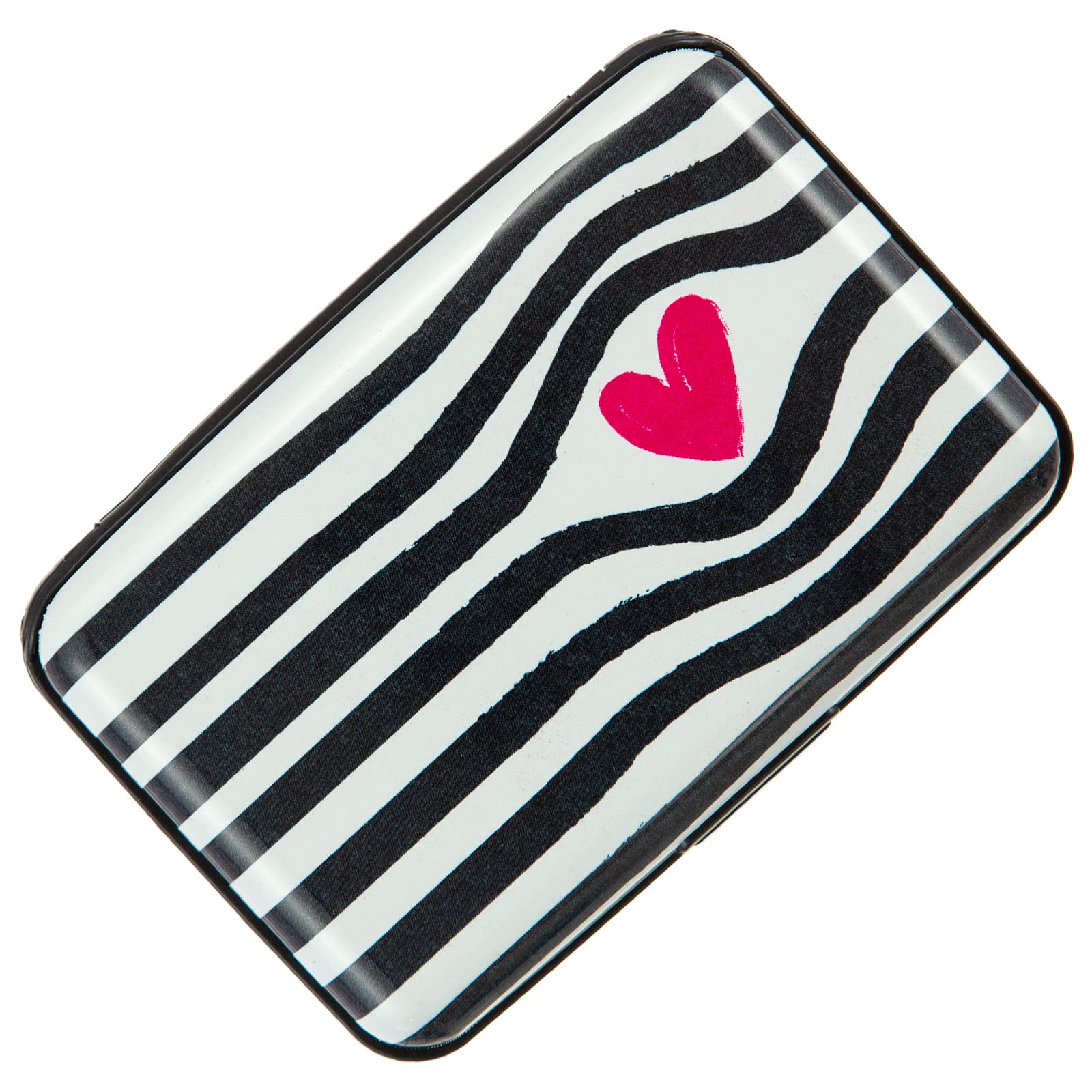 CANTINEY Credit Card Holder RFID Blocking Wallet for Women Men Small Mini Metal Slim Hard Aluminum Business Card Case (Pink Heart)
