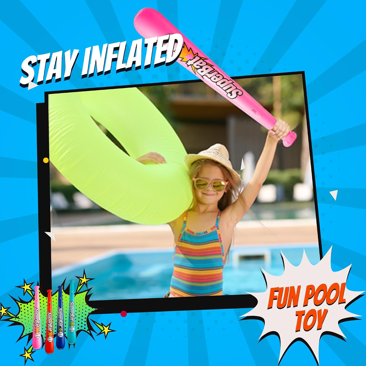 Giant 42-Inch Inflatable Baseball Bats Party Favors in Bulk - (Pack of 12) | Baseball Party Favors for Kids, Sports Theme Toy Party Supplies and Birthday Party Decorations