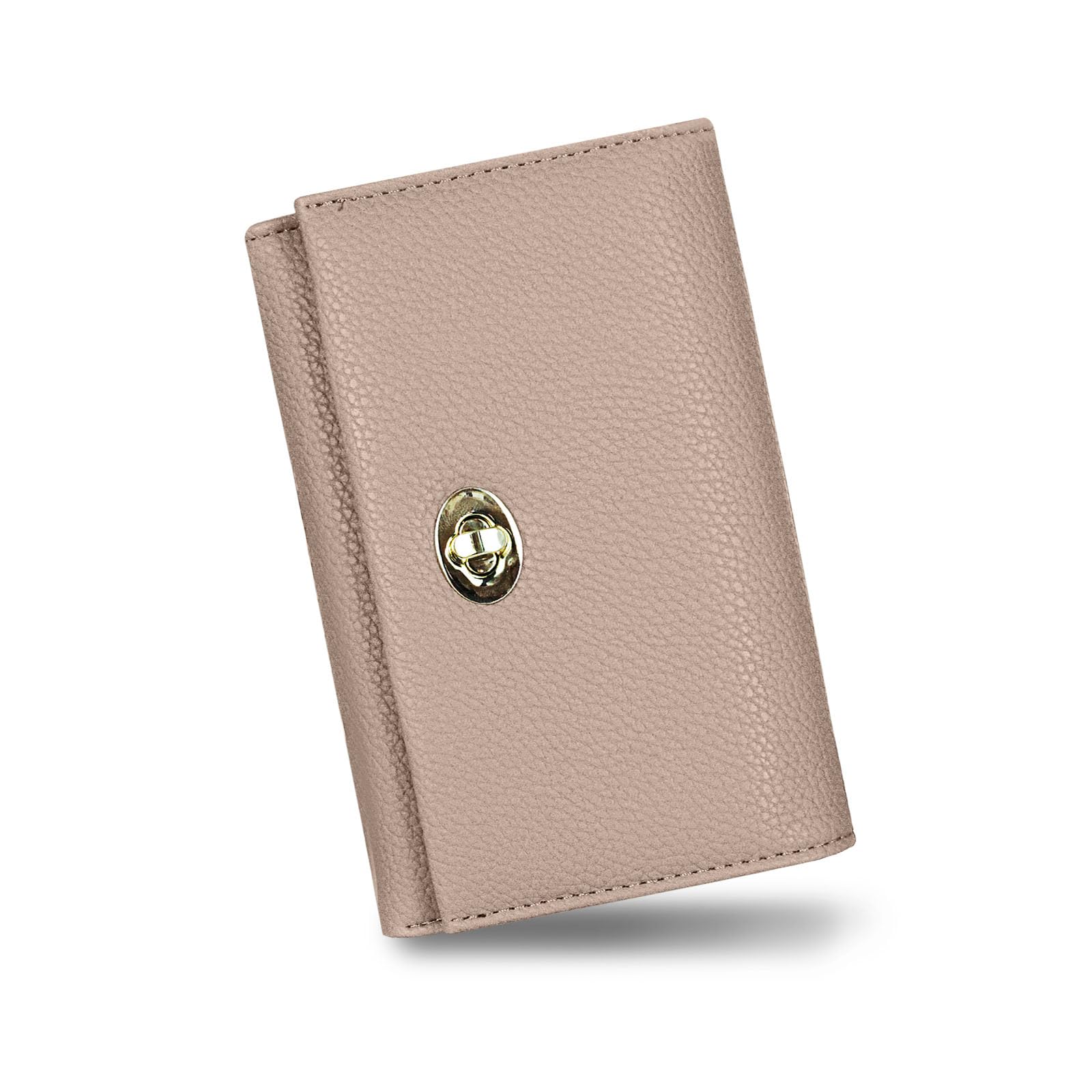 FuninCrea Women’s Wallet, PU Leather Wallet Purse Simple Fashion Litchi Pattern Trifold Wallets for Women with Multi Card Slots ID Window Coin Zipper Pocket (Khaki S)