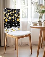 Vista 2 de Paquete de 4 fundas de respaldo de bolas de Navidad para sillas de comedor, lavables, extraíbles y lavables, protector de silla para boda, fiesta
