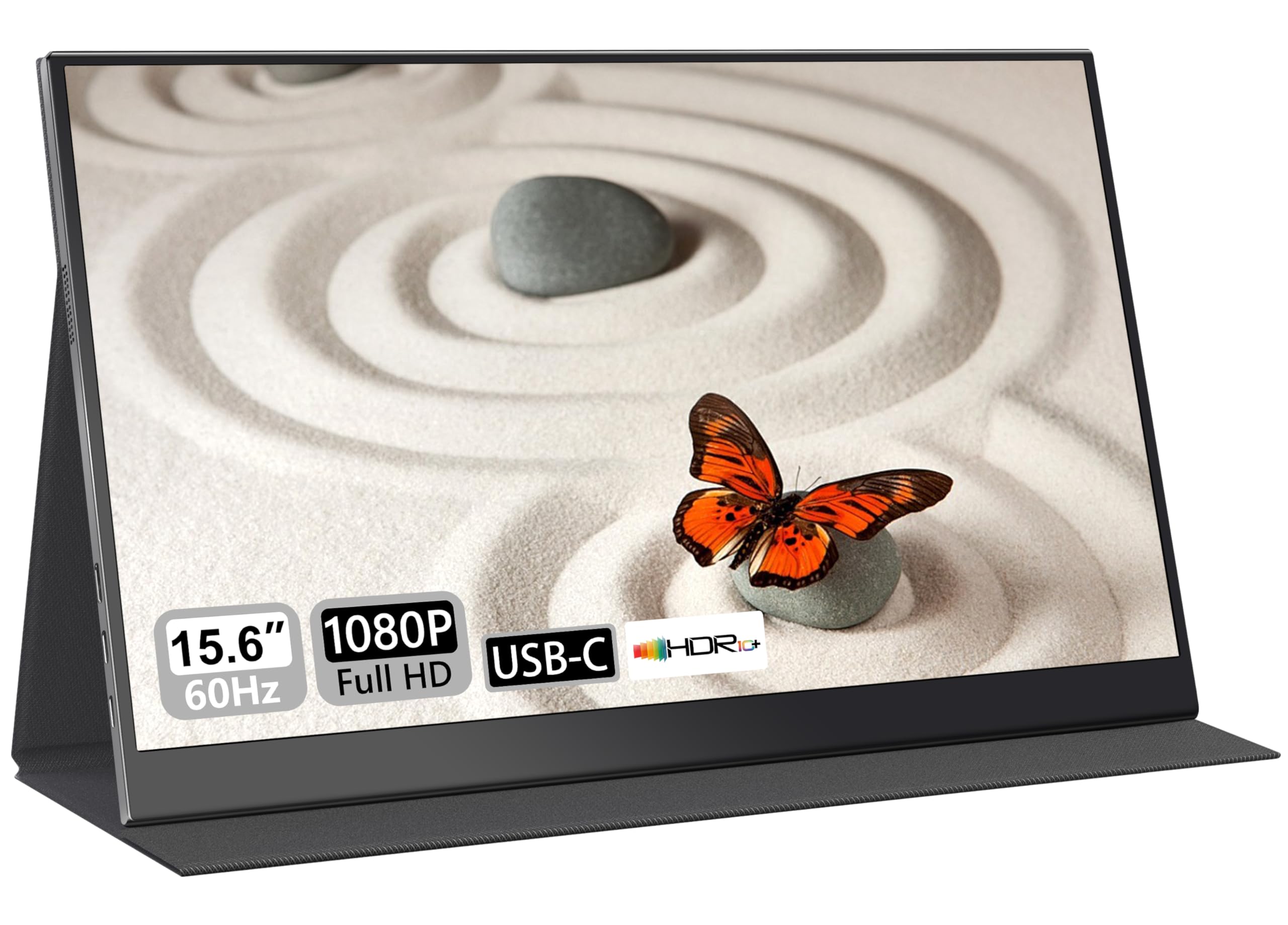 UFYQL Monitor Portátil de 15,6" Full HD IPS 1080P Mate, Ultra Ligero, Compatible con Portátil,PC,MacBook/,Teléfono,Xbox,PS4/5,TV, Puertos HDMI/USB-C, Funda de Protección y Montaje VESA Etiqueta Energética