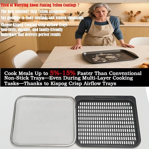 Miniatura 3 de Paquete de 3 bandejas para cocinar para cocinar bandejas de repuesto de malla de acero inoxidable para horno freidora de aire instantáneo de 10