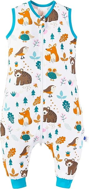 Chilsuessy Nursery,Bedding,Blankets & Swaddlers,Swaddles Chilsuessy Baby Sleeping Bag with Feet Summer Baby Sleeping Bag 100% Cotton 0.5 Tog Summer Kid Sleeping Bag with Feet for Infant Toddler sleeveless, Forest animals, 80cm/2-3 Years