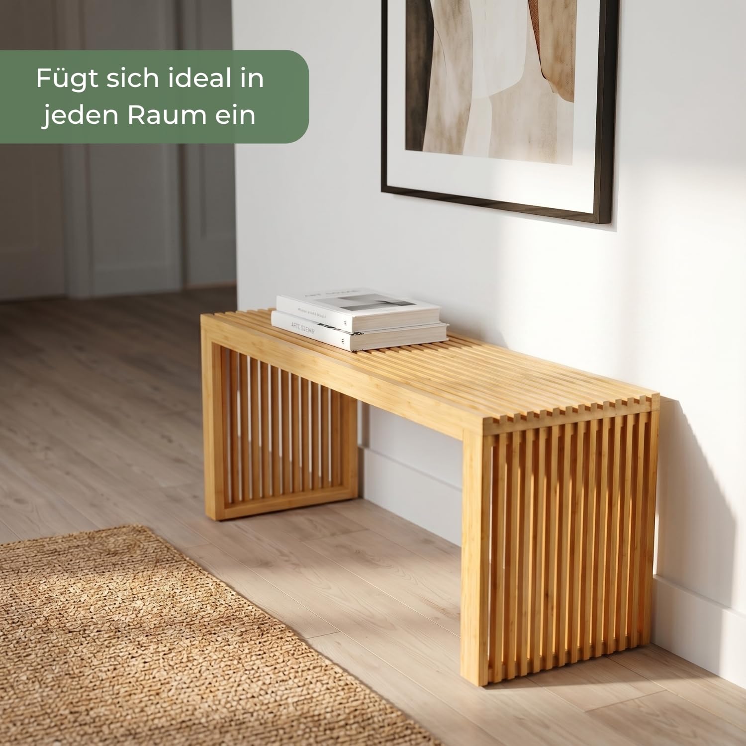 Adabor Sitzbank aus Bambus Holz – Hochwertige Holzbank für Flur, Wohnzimmer, Esszimmer und Küche, stabile & Pflegeleichte Schuhbank | extrem belastbar, höhenverstellbar & rutschfest