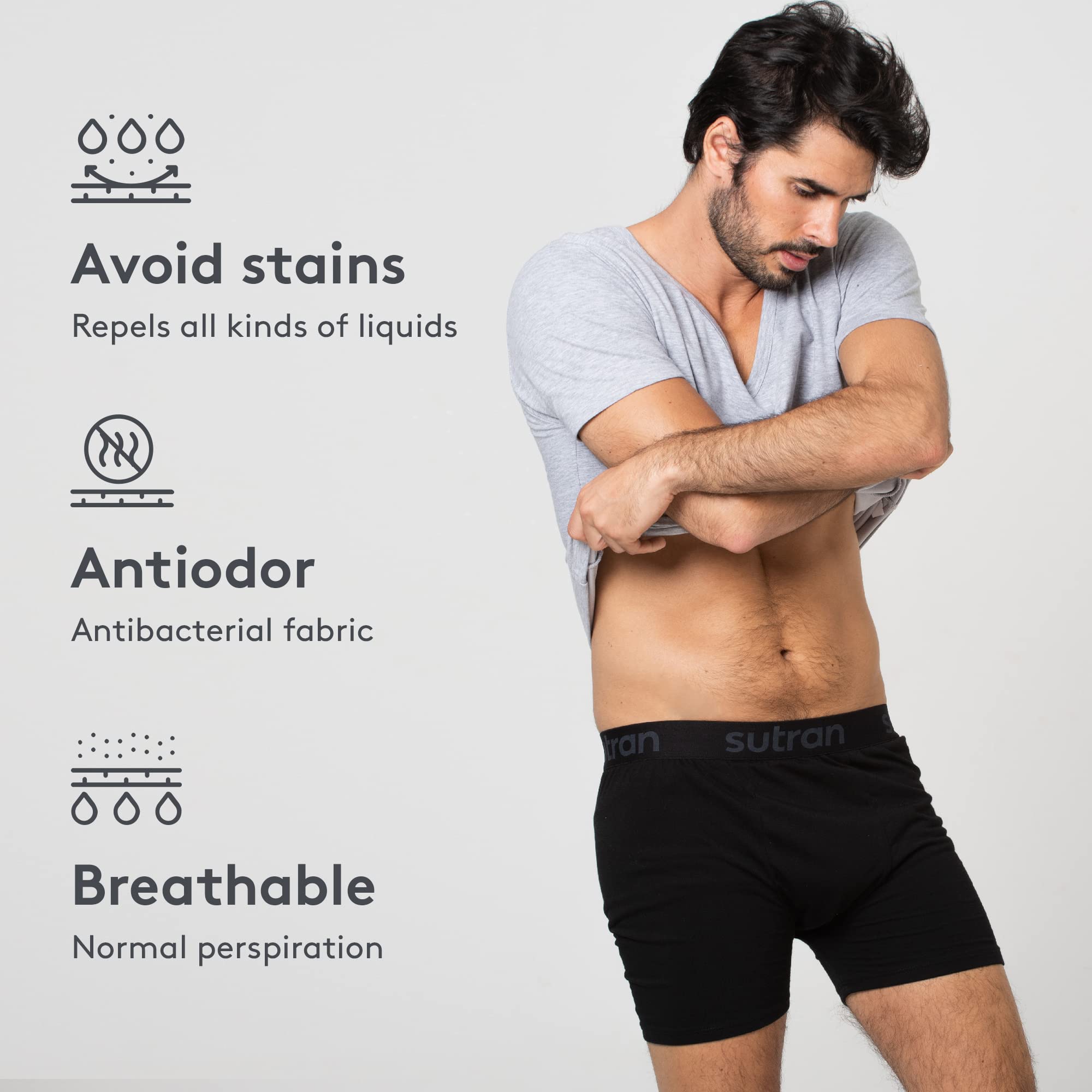 Anti-Schweiß Boxershorts - Schweißabsorbierend und verdunstend, Anti-Flecken, Anti-Geruch, 100% atmungsaktiv Hyperhidrose