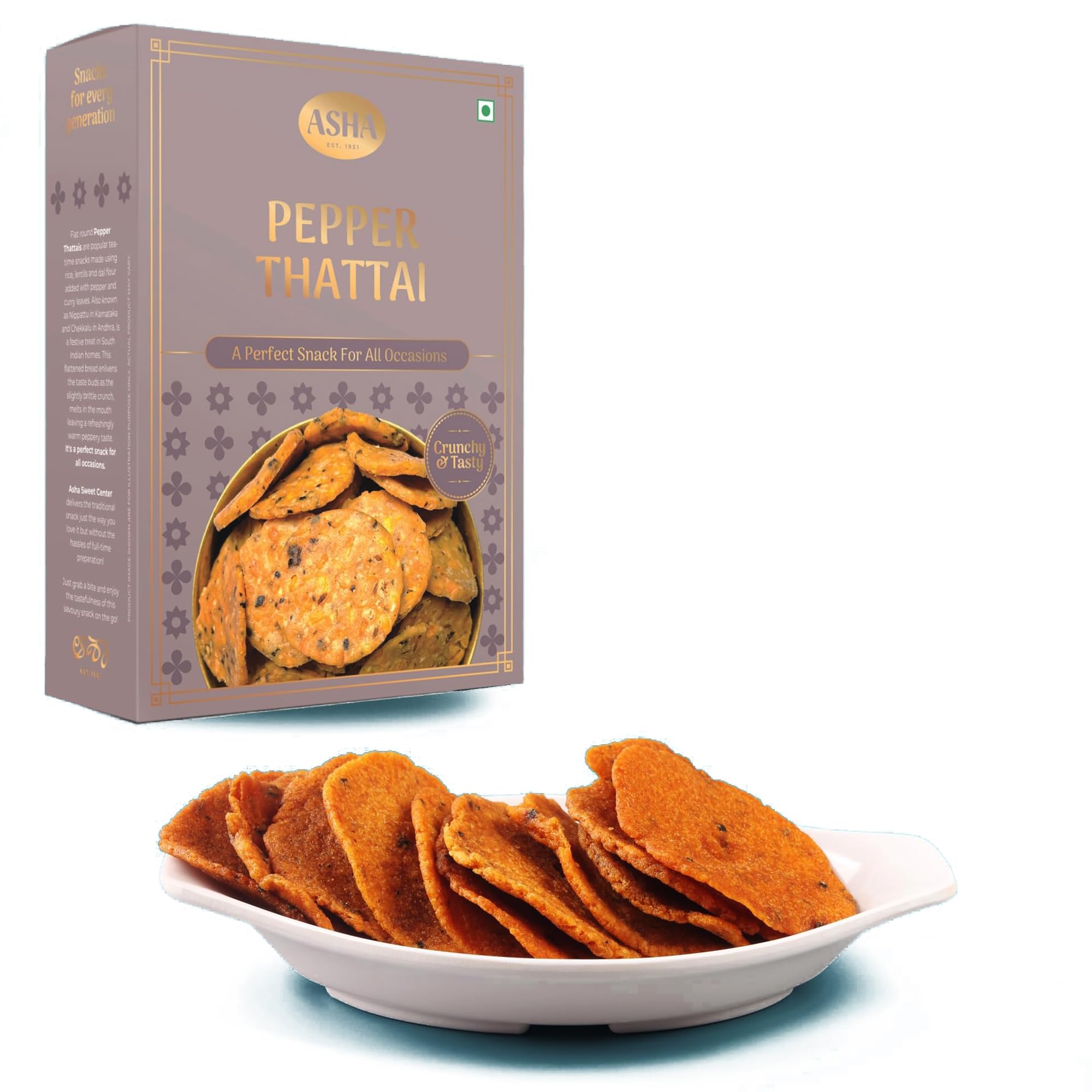 Asha Sweets 250g Pepper Thattai Murukku Snack, Healthy Namkeen Perfect for Traditional Tea Time, South Indian Snack, Gujarati snack, Punjabi Snack,Gathiya Namkeen (B0CMCL4G19) Amazon Price History, Amazon Price Tracker