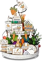 Vista 17 de Amyhill 12 piezas de decoración de bandeja escalonada de Pascua, bandeja escalonada de granja, decoración de primavera, mini conejo, conejos