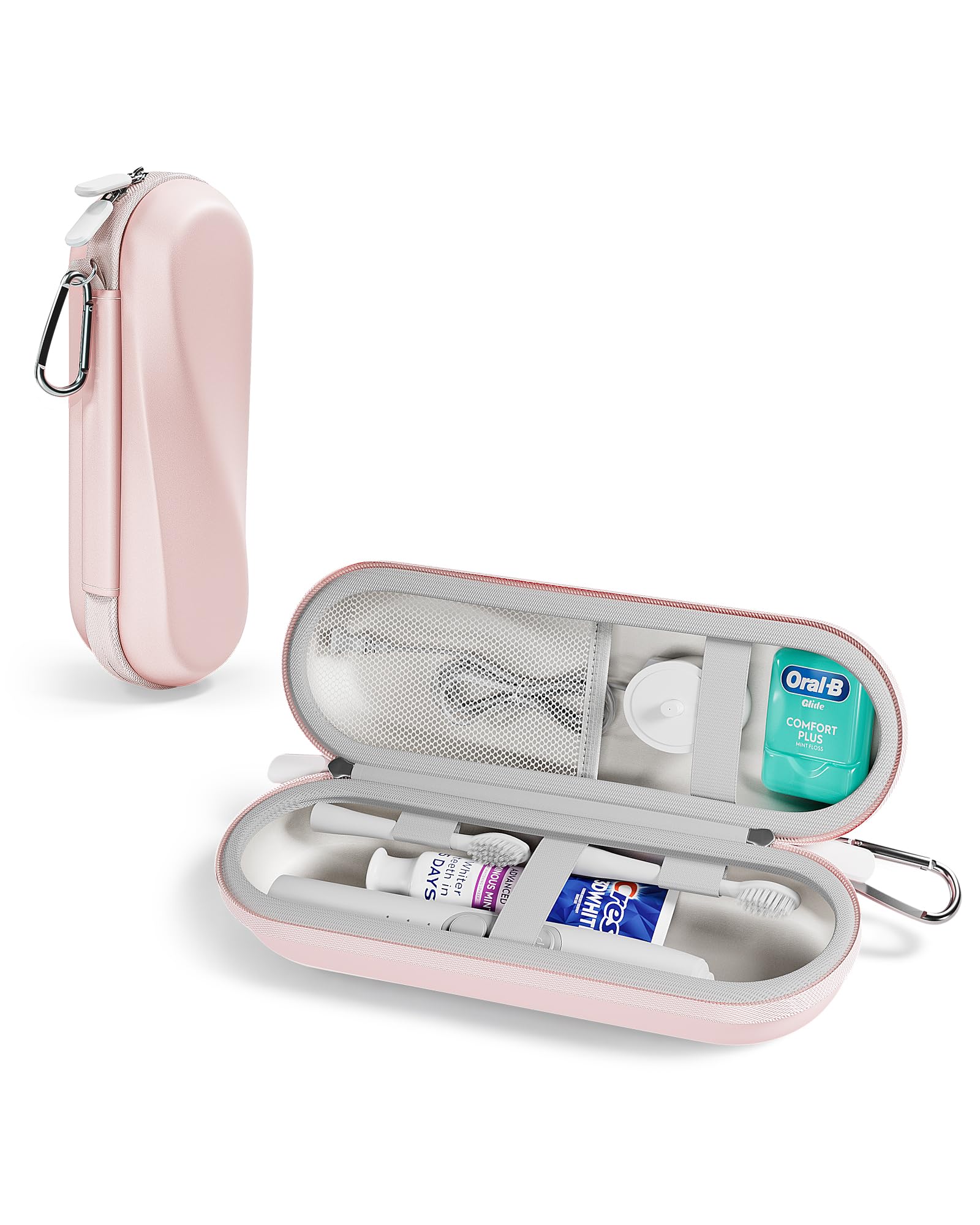 ProCase 歯ブラシケース 携帯用 旅行用 防水ハードケース Oral-B Philips対応 - ピンク（L） | 電動歯ブラシケース,アクセサリー収納付き,多機能,軽量,耐久性,持ち運び便利,出張や旅行に