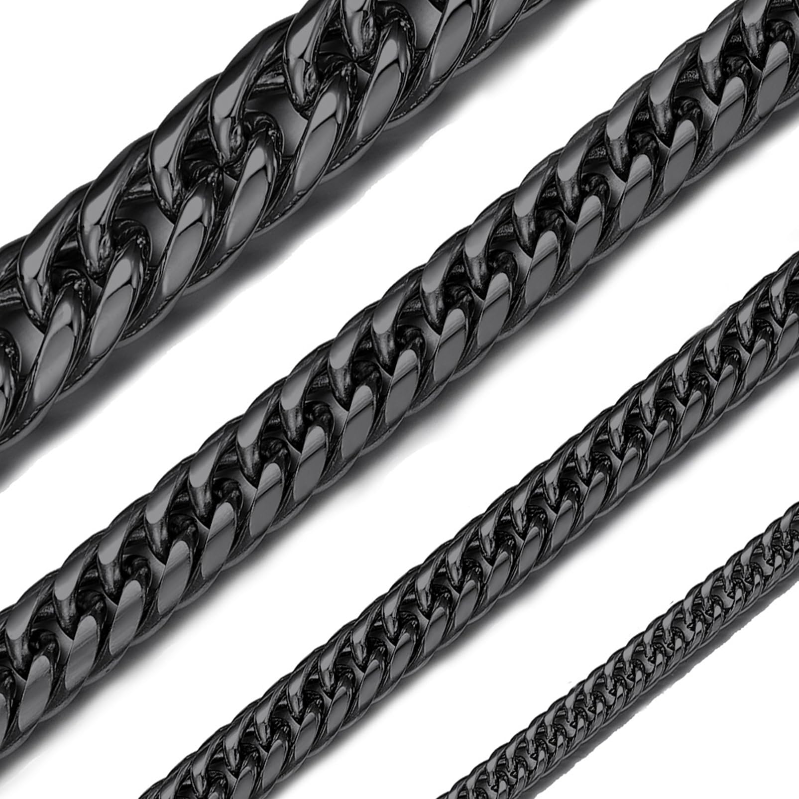 [ChainsHouse] 喜平 ネックレス メンズ チェーンのみ 黒 ブラック サージカルステンレス 錆びない 長さ56cm 幅3.5mm