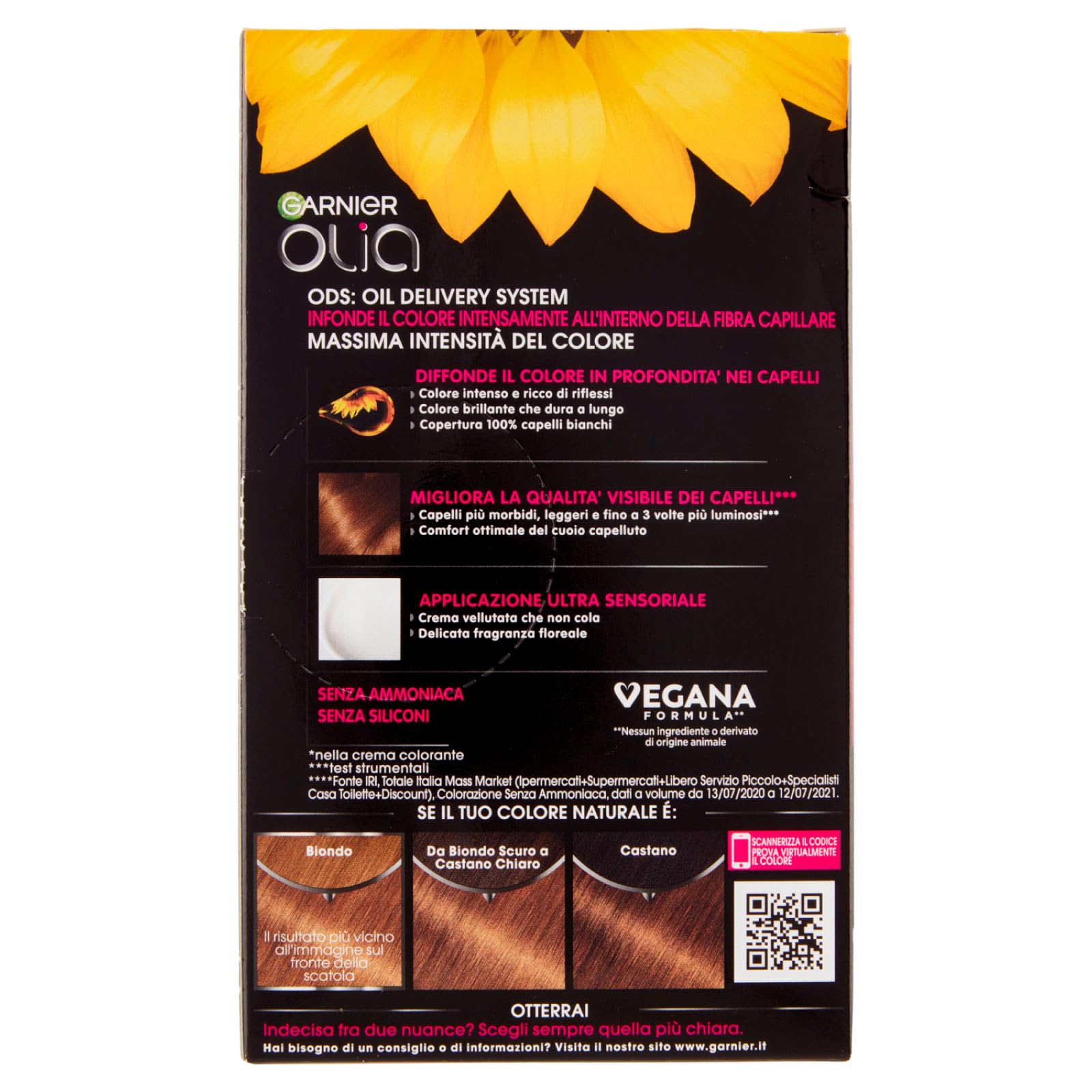 Garnier Olia Haarfarbe, permanent, Farbe 7.3, Goldblond, ohne Ammoniak, zarter Duft mit Blütenölen natürlichen Ursprungs - 5 Farben