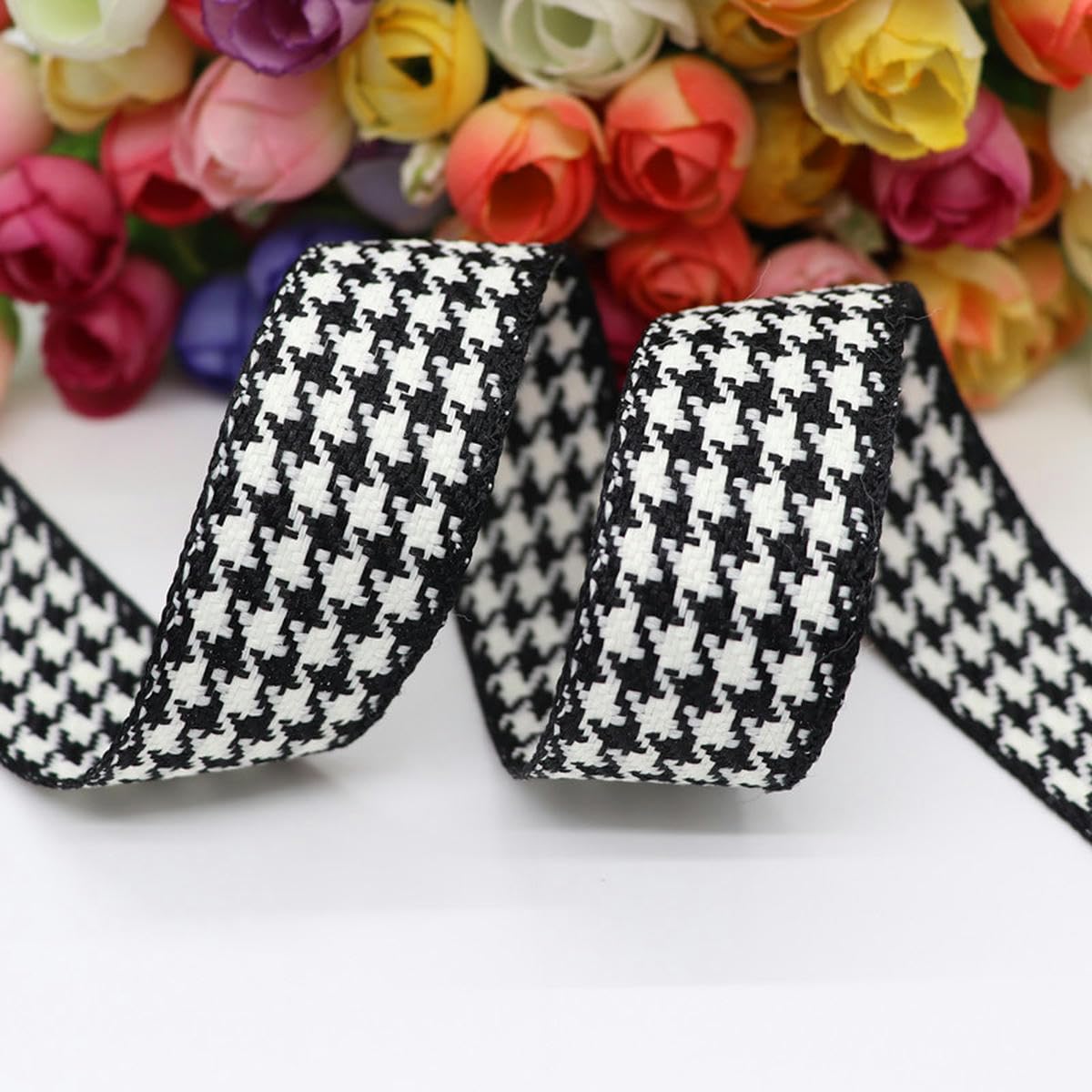 50 yardas 1 "25 MM/1,5" 38 MM cintas de grosgrain estampadas de enrejado de lino de algodón para lazos para el cabello DIY hecho a mano-2-25MM