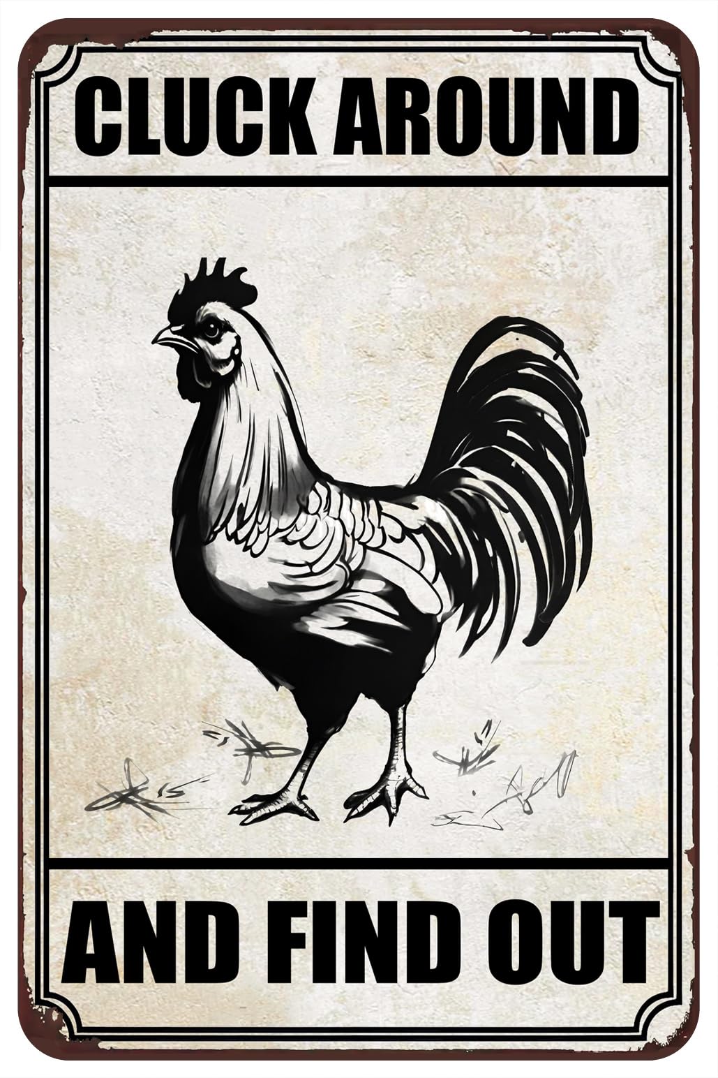 Vintage Metal Tin Sign Chiken Gifts Funny Chicken For Home Chicken Decor Coop Rooster Decorations Farm Kitchen Chicken Wall Stuff 8x12 Inches Custom Private Property Signs Outdoor