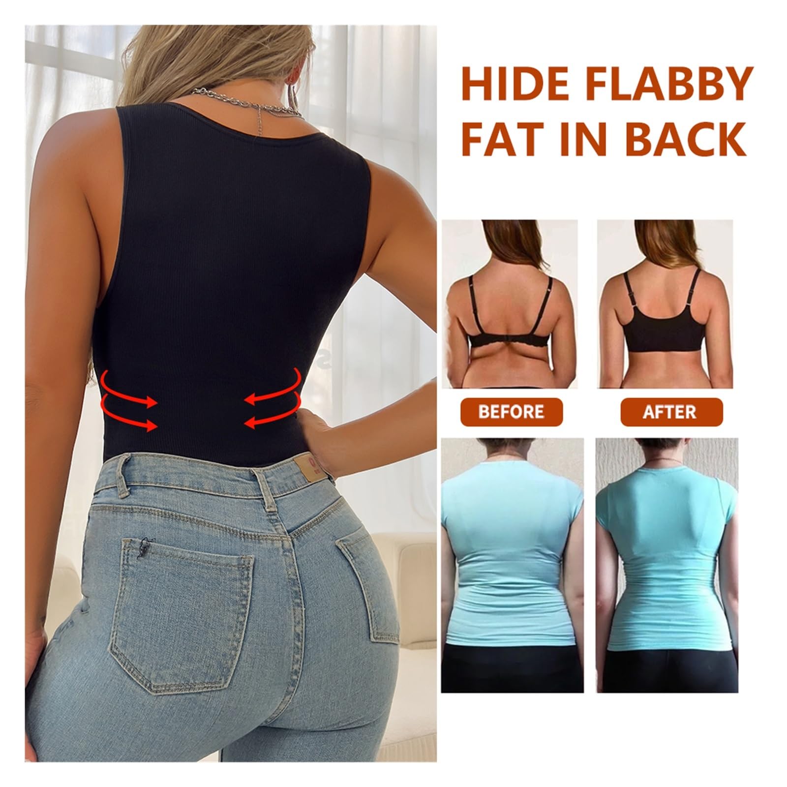 LYGXWJFC Fajas Moldeadoras con Cuello en V para Mujer, Camisola con Control de Barriga, Ropa Interior Adelgazante S-3XL