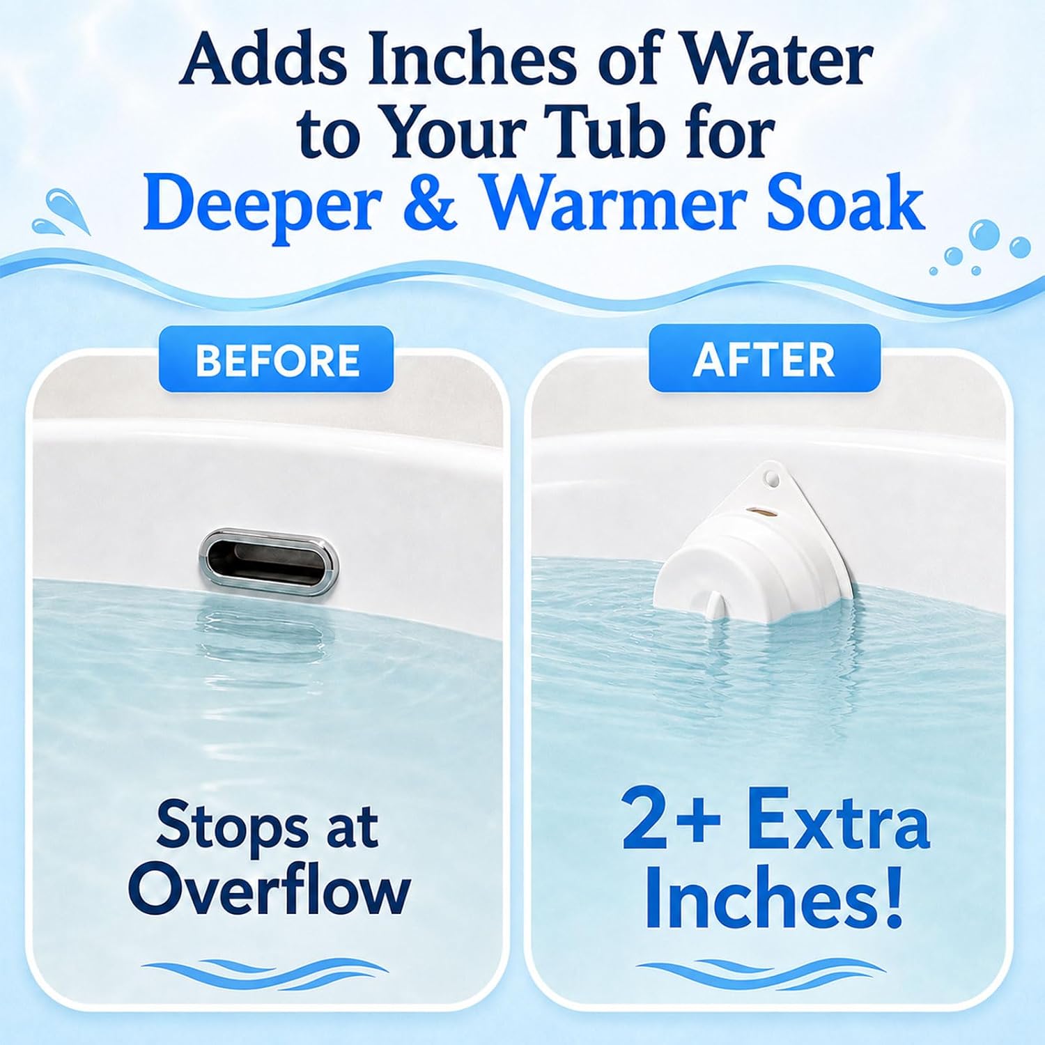 Magnetic Bathtub Overflow Drain Cover, Silicone Tub Water Level Extender image 4