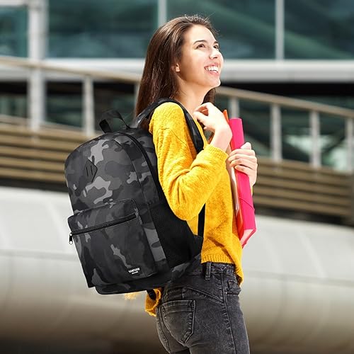 Miniatura 2 de YAMTION Mochila escolar, mochila clásica para hombres y adolescentes con puerto de carga USB para escuela secundaria, universidad, oficina, trabajo