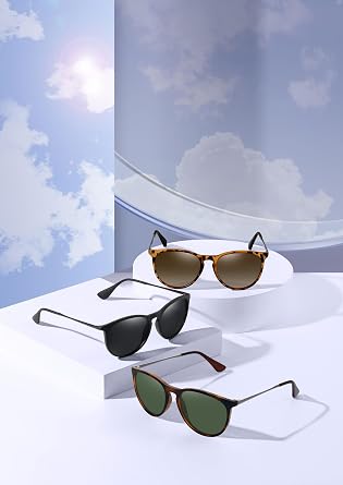 WOWSUN Retro Polarized Sunglasses Womens Trendy Round Classic Glasses