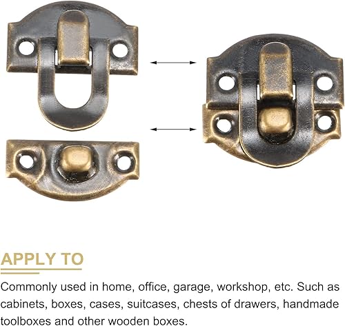 Miniatura 4 de METALLIXITY Cerradura de cierre de palanca (0.83 x 0.78 pulgadas), 50 unidades, cierres de cerrojo de hierro, para armarios, cajas, maletas, tono
