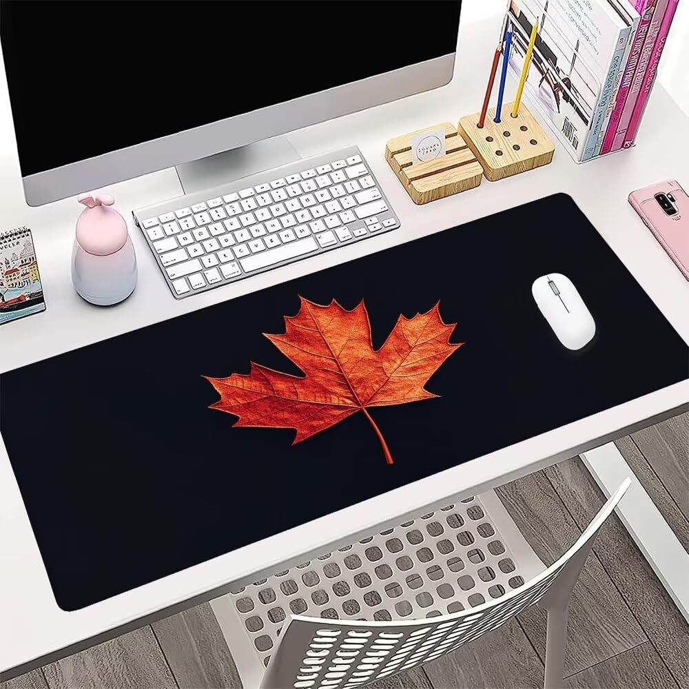 Alfombrilla de Mouse para Juegos, Nero, XXL, Antideslizante, Impermeable, Diseño de Foglie, Extendido, Grande, 1200x600x3mm, para PC, Laptop, Ufficio, Famiglia d-463