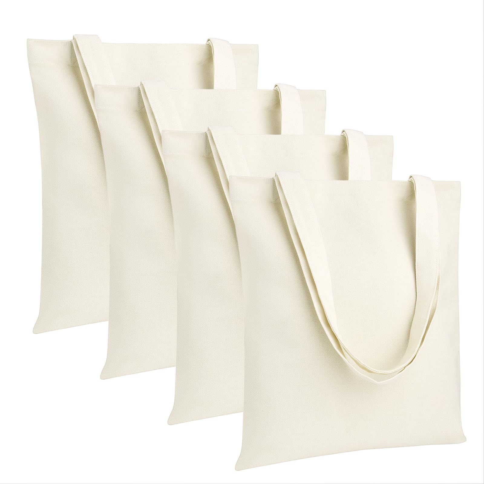 Muka 4 Pack Heavy Duty Canvas Tote Bag 12oz Cotton Tote Bags 15 x 16 Inch