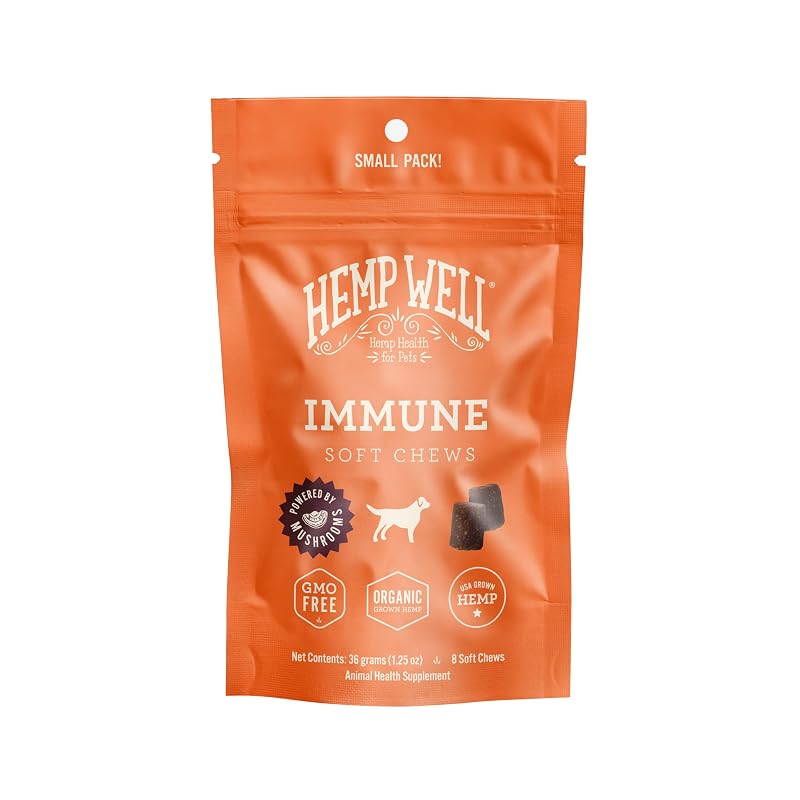 Suplemento para Cães em Mastigáveis Macios com Hemp Well, Lion's Mane, Reishi e Turkey Tail, Sabor Carne Bovina, 8 Unidades