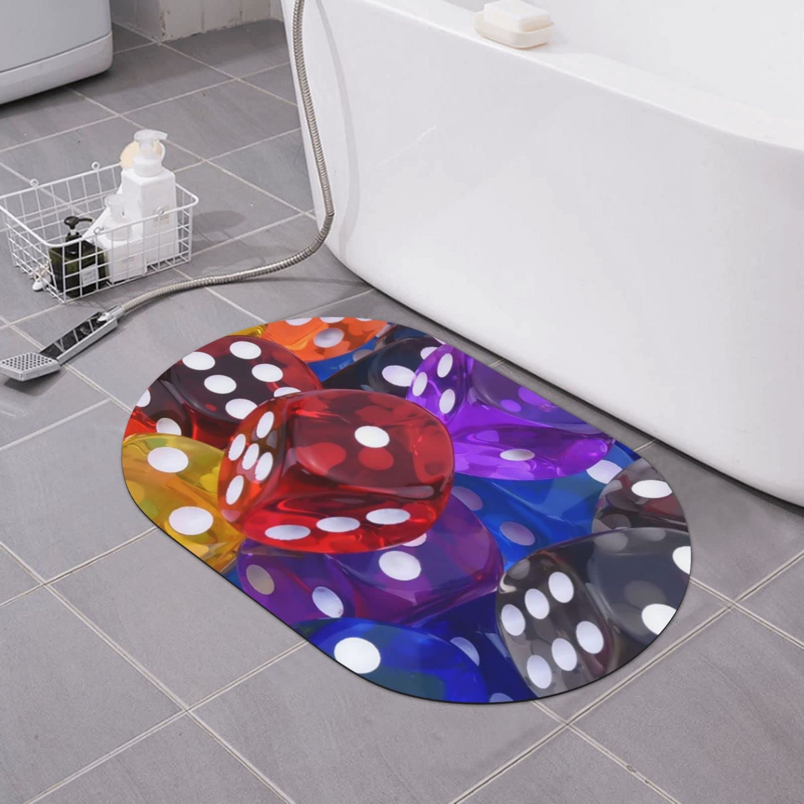 Tapis de bain antidérapant et déco pour chambre au motif dés de jeux 40x60cm
