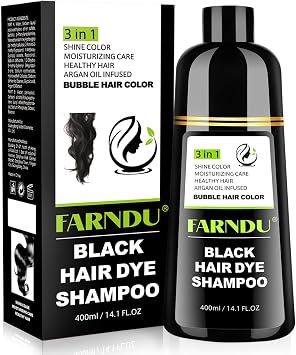 Black Hair Dye Shampoo 3 in 1, 100% Grey Hair Coverage Herbal Natural Semi Permanent Hair Colour Shampoo for Wome Men
