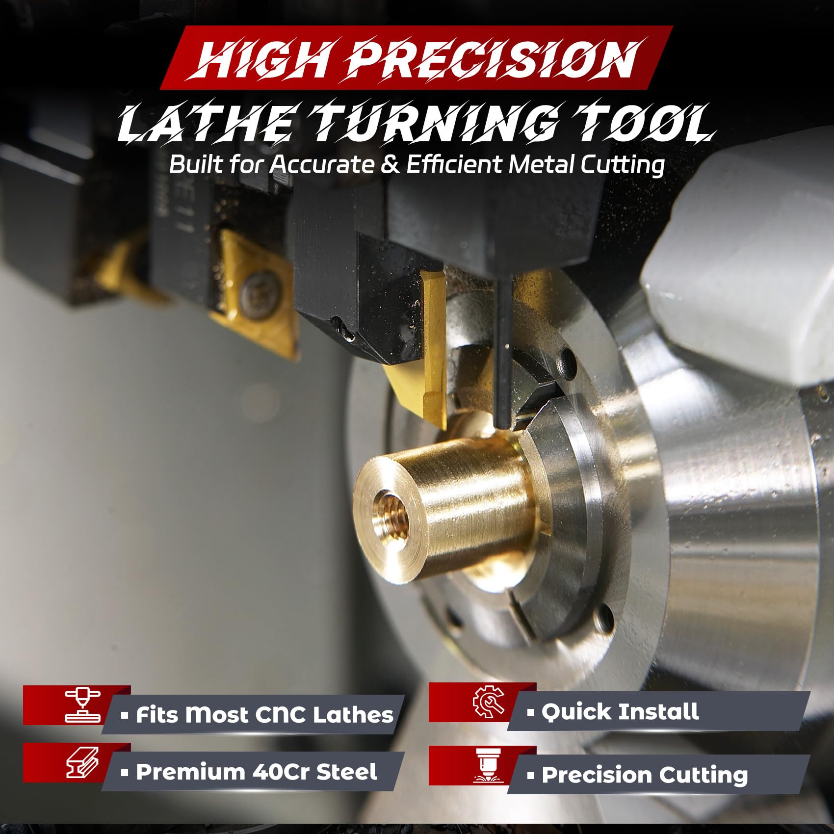 Indexable Lathe Turning Tool 21Pcs Kit 3/8'' 10mm Shank 7Pcs Metal Lathe Tools Holder Set with 14Pcs Turning Inserts for Turning Grooving Threading Boring Carbide Inserts Carbide Turning Tool — Amazon image 6