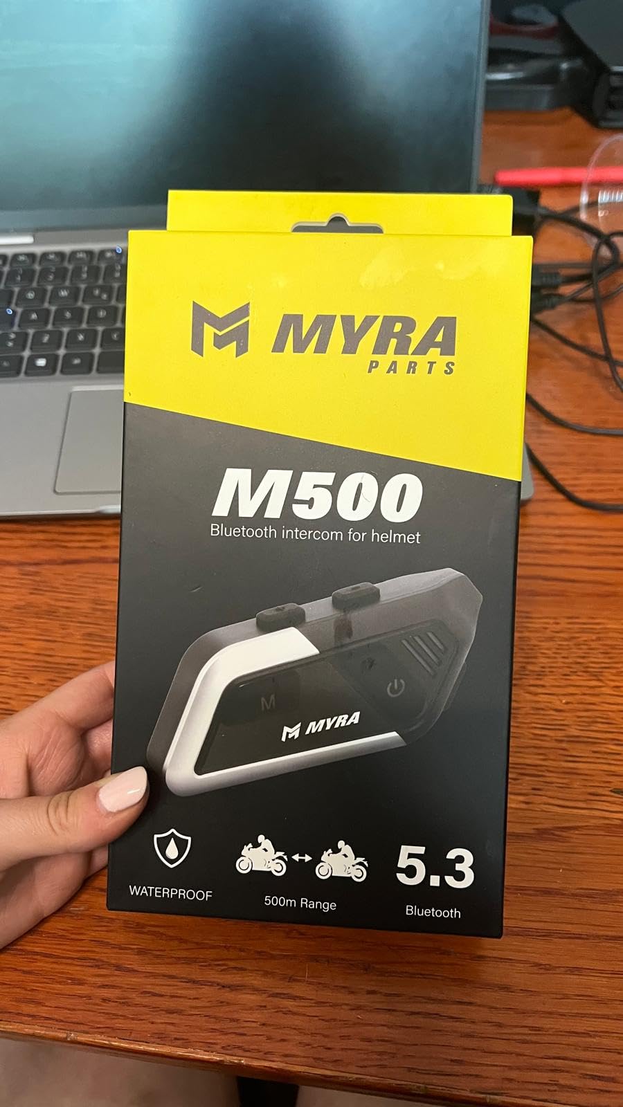 Interfono Bluetooth Myra M500 per Casco Moto Comunicazione Pilota-Passeggero, Musica, GPS, Impermeabile, Universale