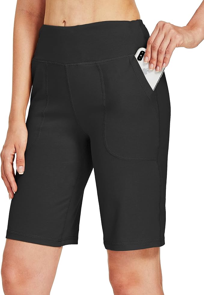Willit Women's 10" Athletic Bermuda Shorts Cotton Long Shorts High