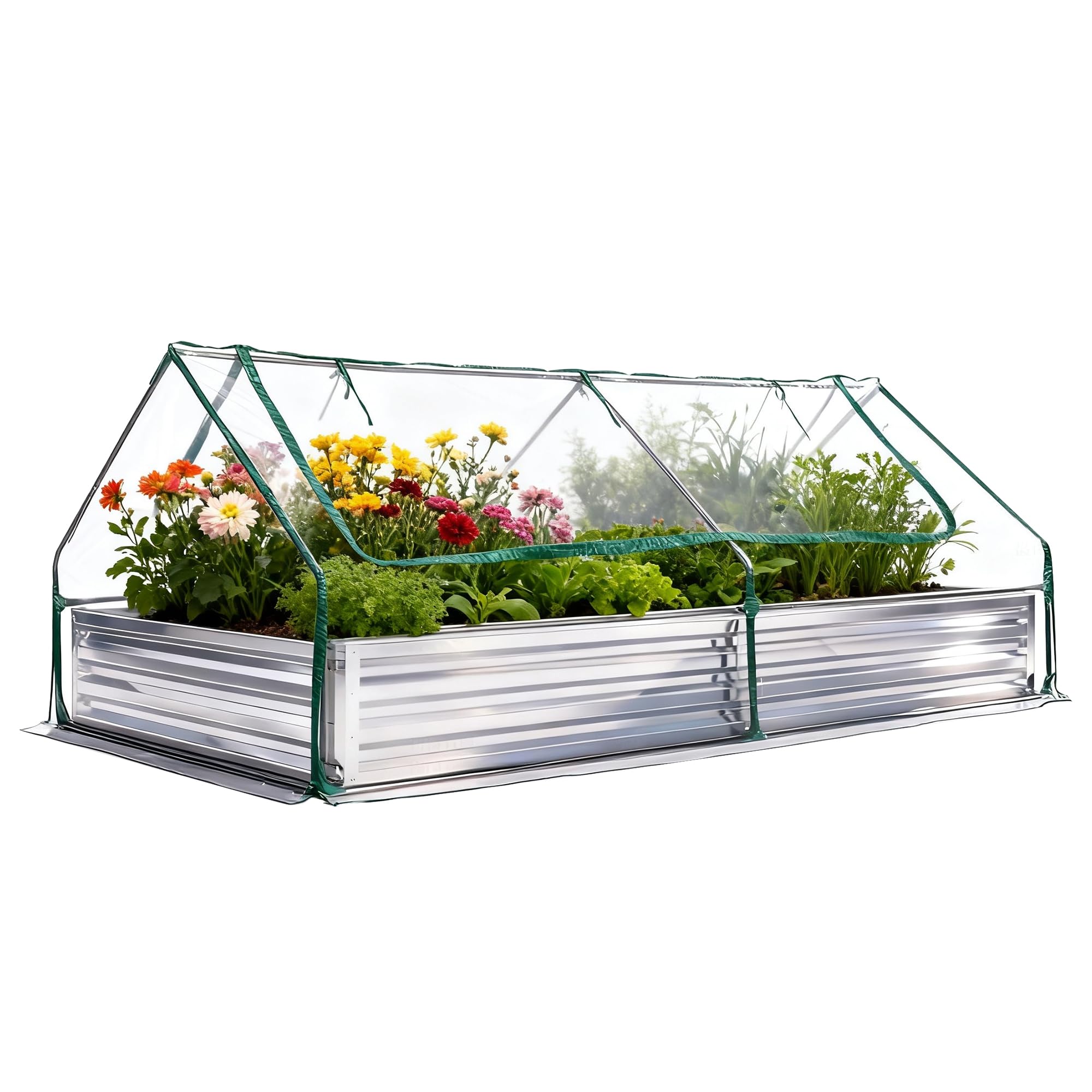 DUMOS Galvanized Raised Garden Bed with Cover