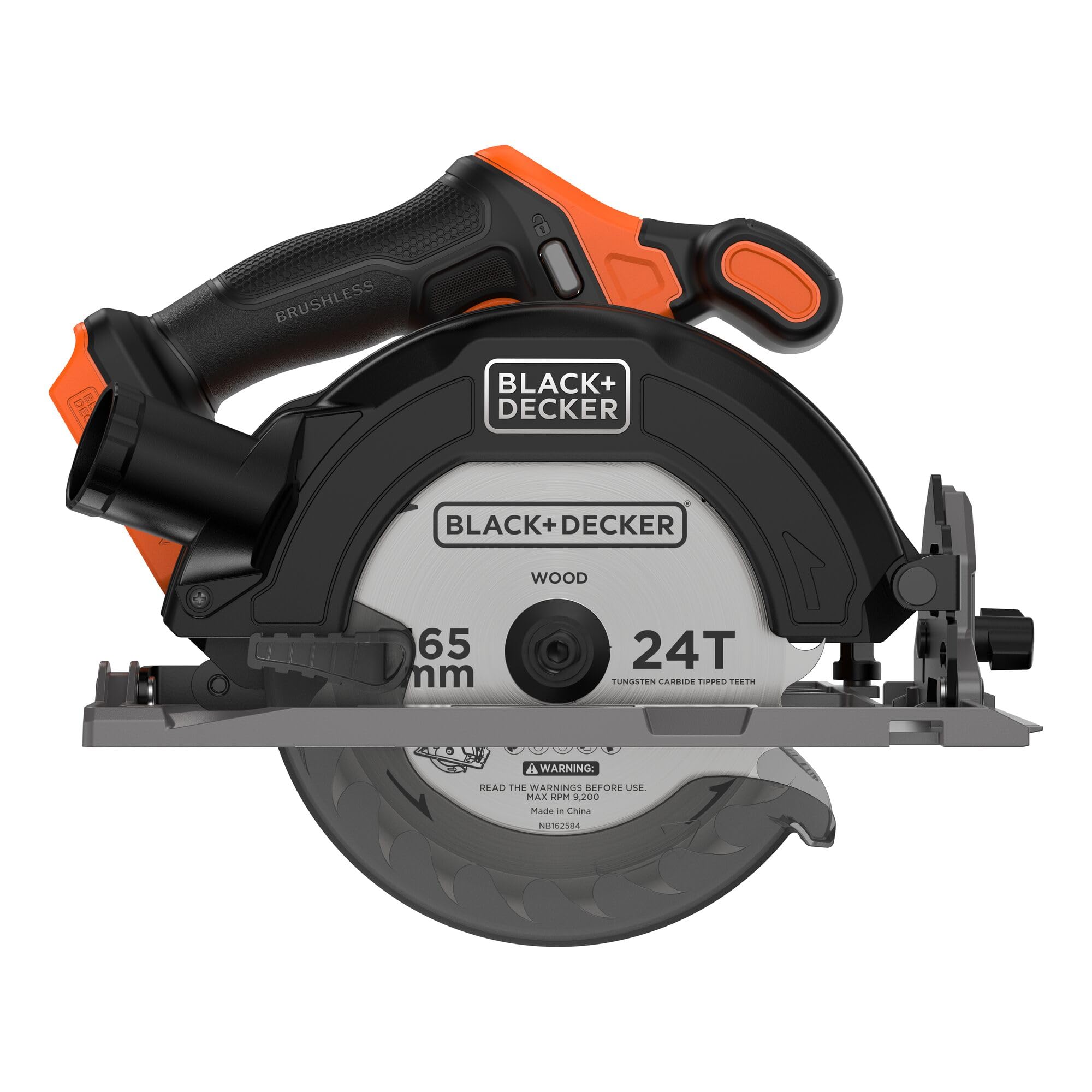 BLACK+DECKER Sega circolare a batteria senza spazzole, solo utensile - senza batteria, sega circolare elettrica con lama da 165 mm, binario di guida e guida parallela, BLCCS78NAZ-XJ