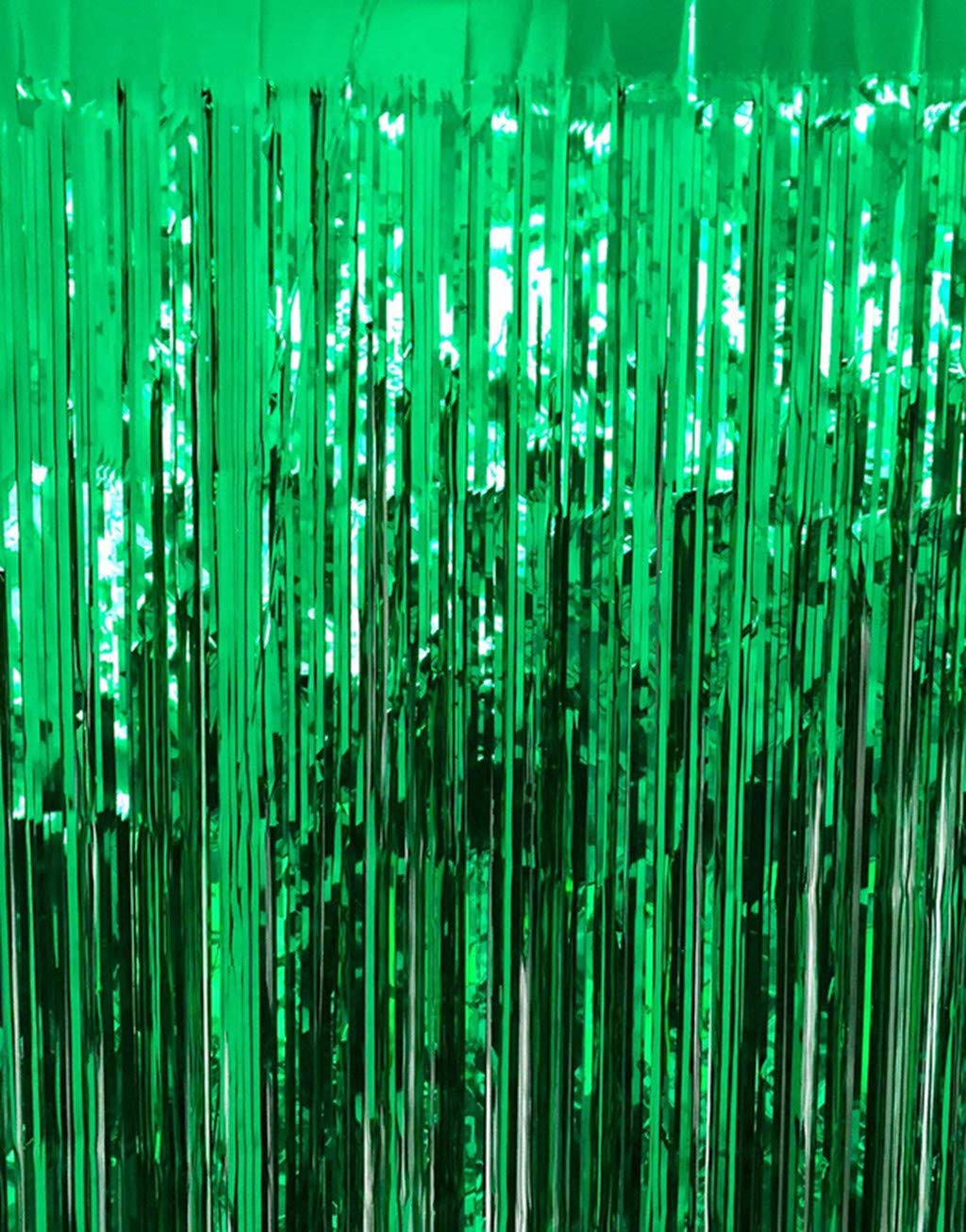 FABSELLER Metallic Tinsel Curtain Foil Fringe Tinsel Curtain Backdrop Door Rain Tassel Curtains for Christmas Wedding Birthday Party Banquet Decoration, 92x245cm (Green)