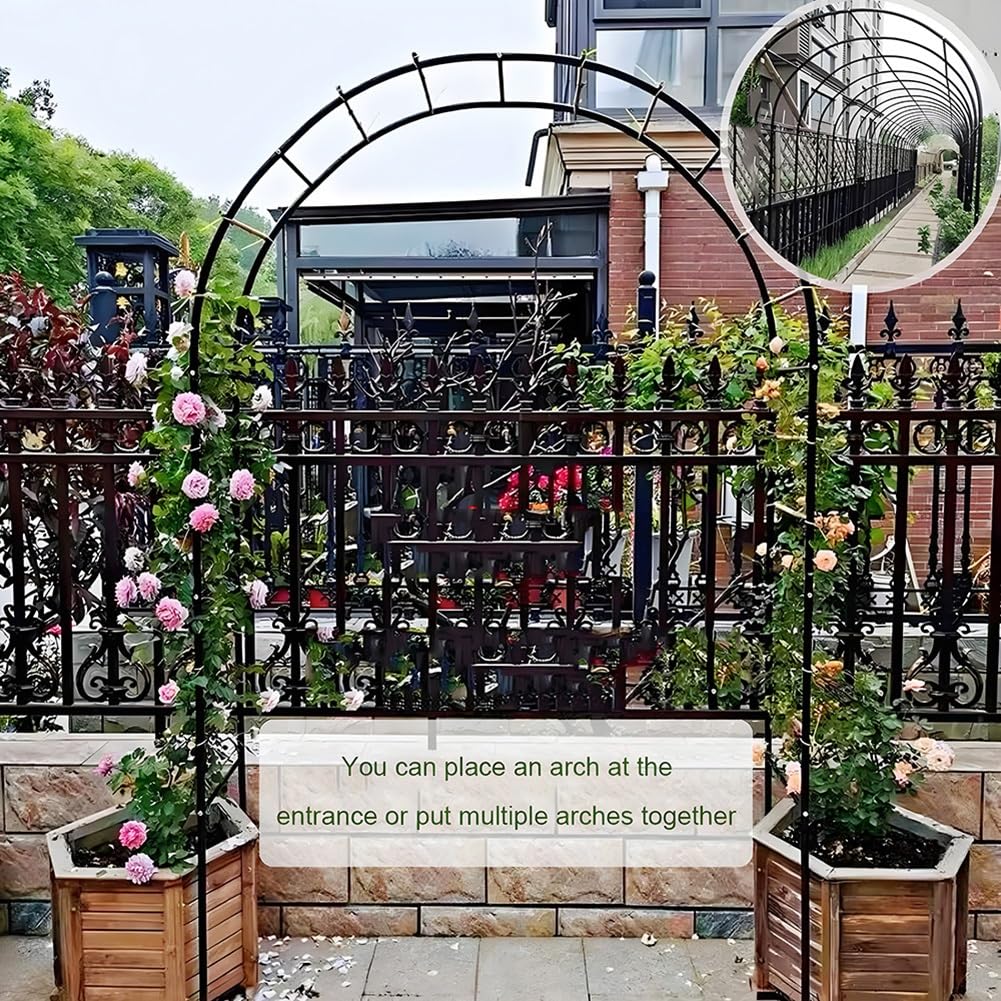 Arco nuziale in metallo nero per rose, regolabile da 1,2 m a 2,8 m, per esterni, elegante decorazione floreale per matrimoni, feste ed eventi (larghezza 140 x altezza 230 cm)