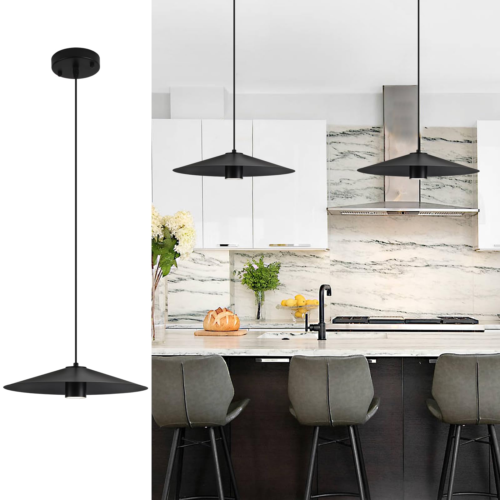 Photo 1 of SESIMENT Black Pendant Light (2 Pack)