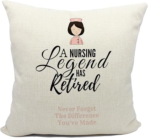 Nursing Legend - Almohada de jubilación, 18 x 18 pulgadas, funda de cojín decorativa de lino para sofá, cama