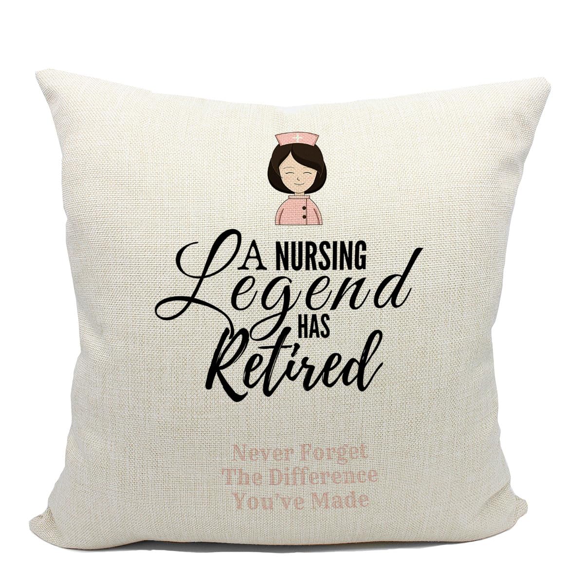 Nursing Legend Retirement Throw Pillow - 18x18 Inch Nurse Decorative Linen Cushion Cover for Sofa Couch Bed