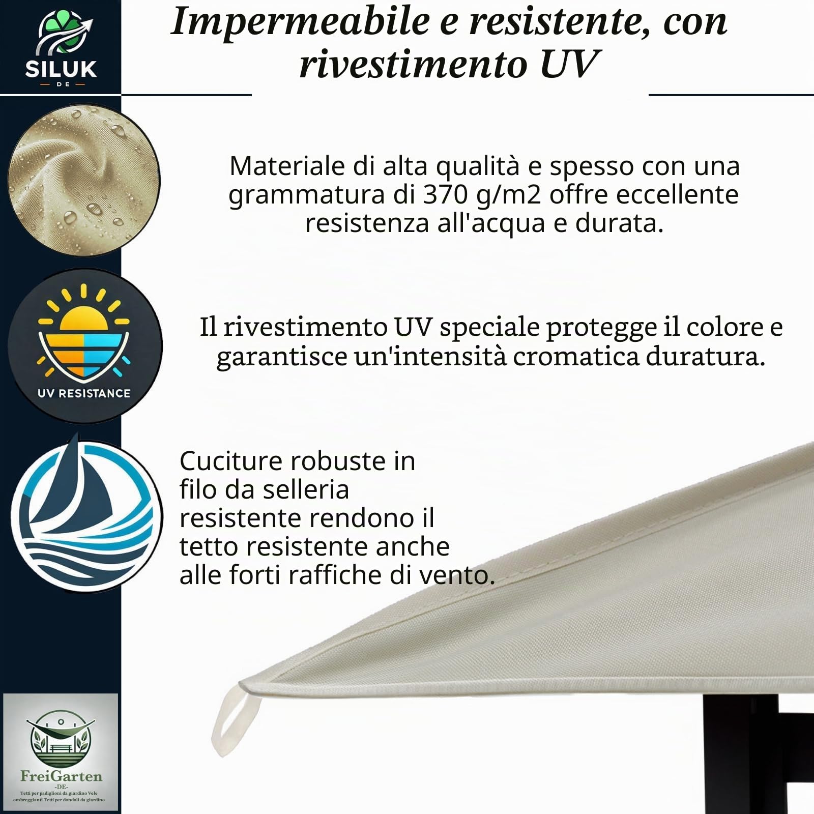 Tetto di ricambio per gazebo 334x334 cm sabbia anticata impermeabile Panama PCV Soft 370 g/m² modello 10 beige