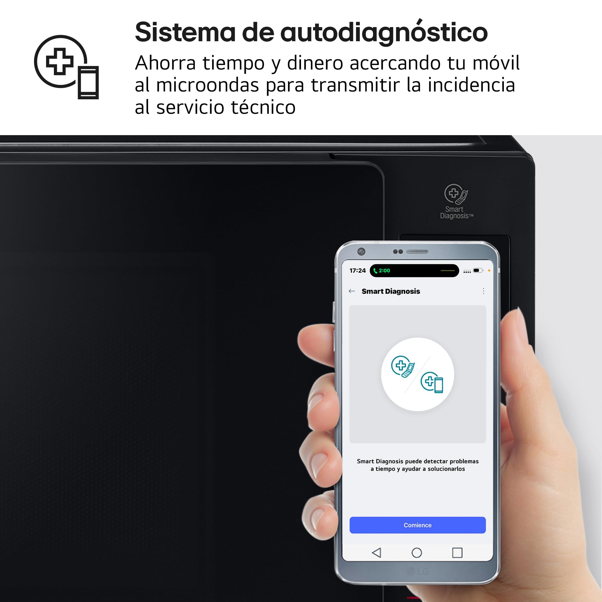 LG MH7235GPS - Microondas con Grill 2 en 1, 32L, Smart Inverter 1200 W, Panel Táctil y Giratorio, Cocina Rápida y Uniforme, Display LED, Easy Clan, Ahorro Energético, Negro