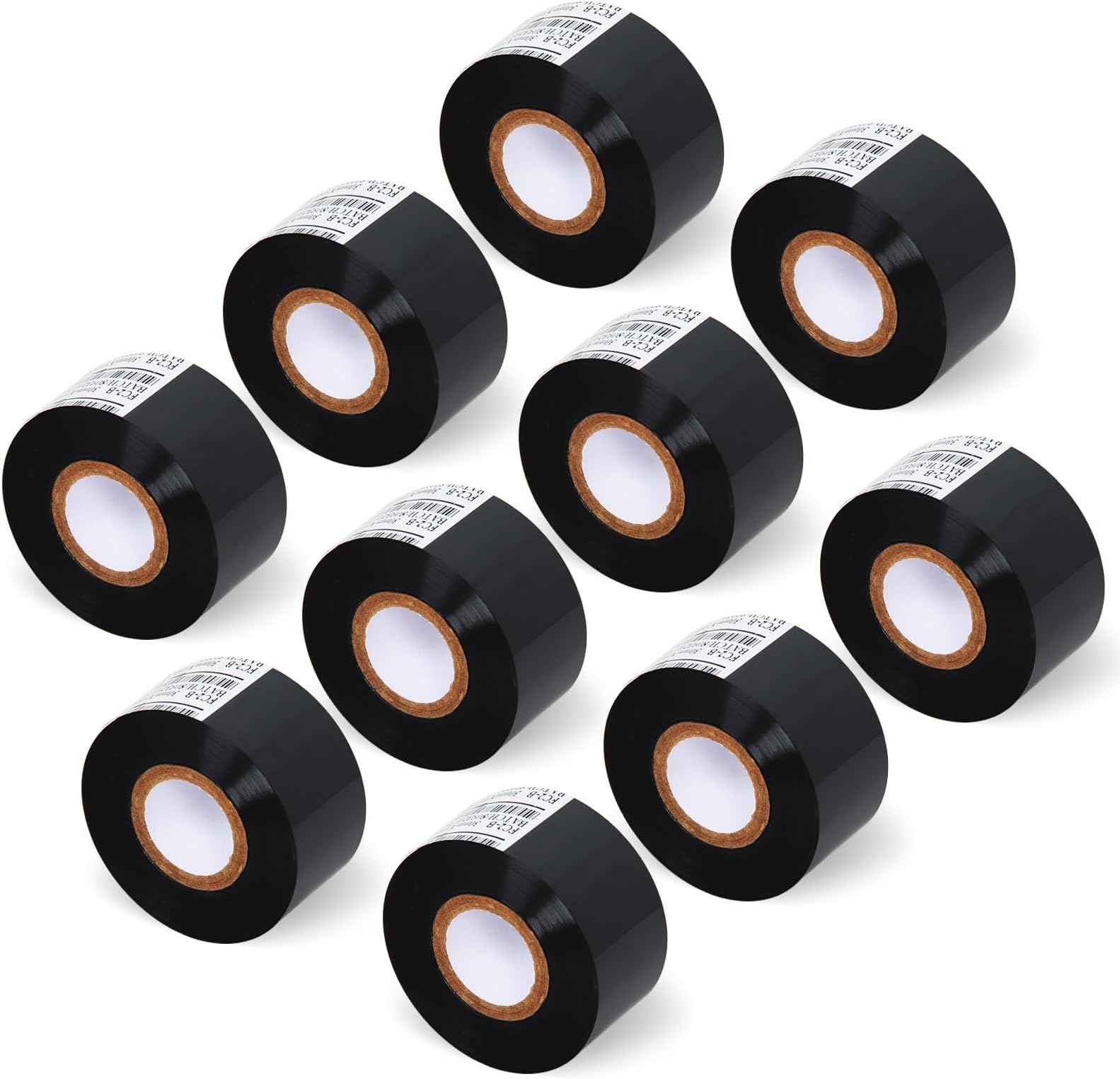 10 Rolls 25mm x 100m Black Thermal Transfer Ribbon Resin for Coder Printer Machine, Black Color Ribbon for Coding Machine