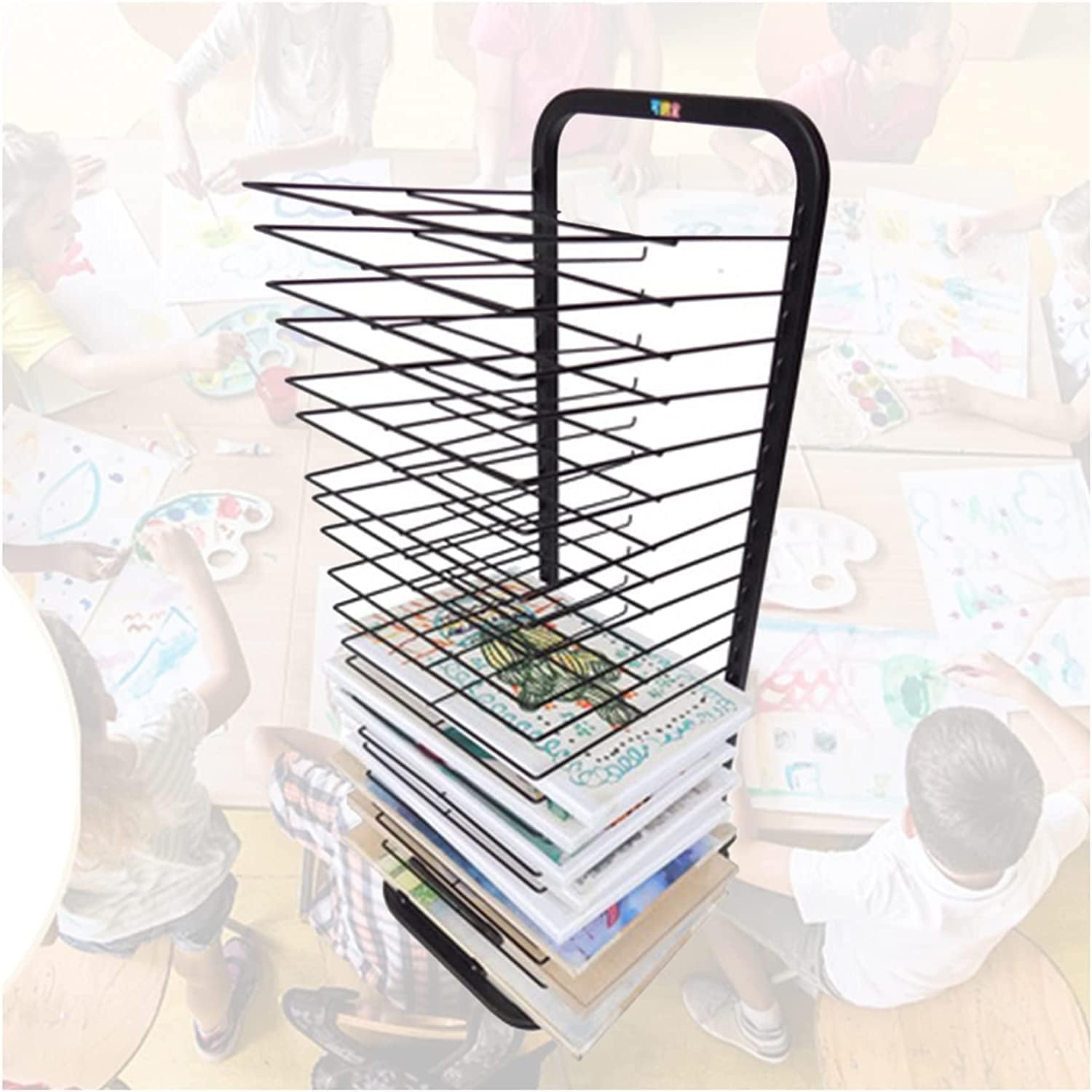 JYHHGDS Art Drying Rack for Classroom Mobile Art Drying Rack, Drying Easel Art Studio, Educational Product Drying Rack, Space-Saving Shelf Studio Work Storage Rack-Onecolor-15layers