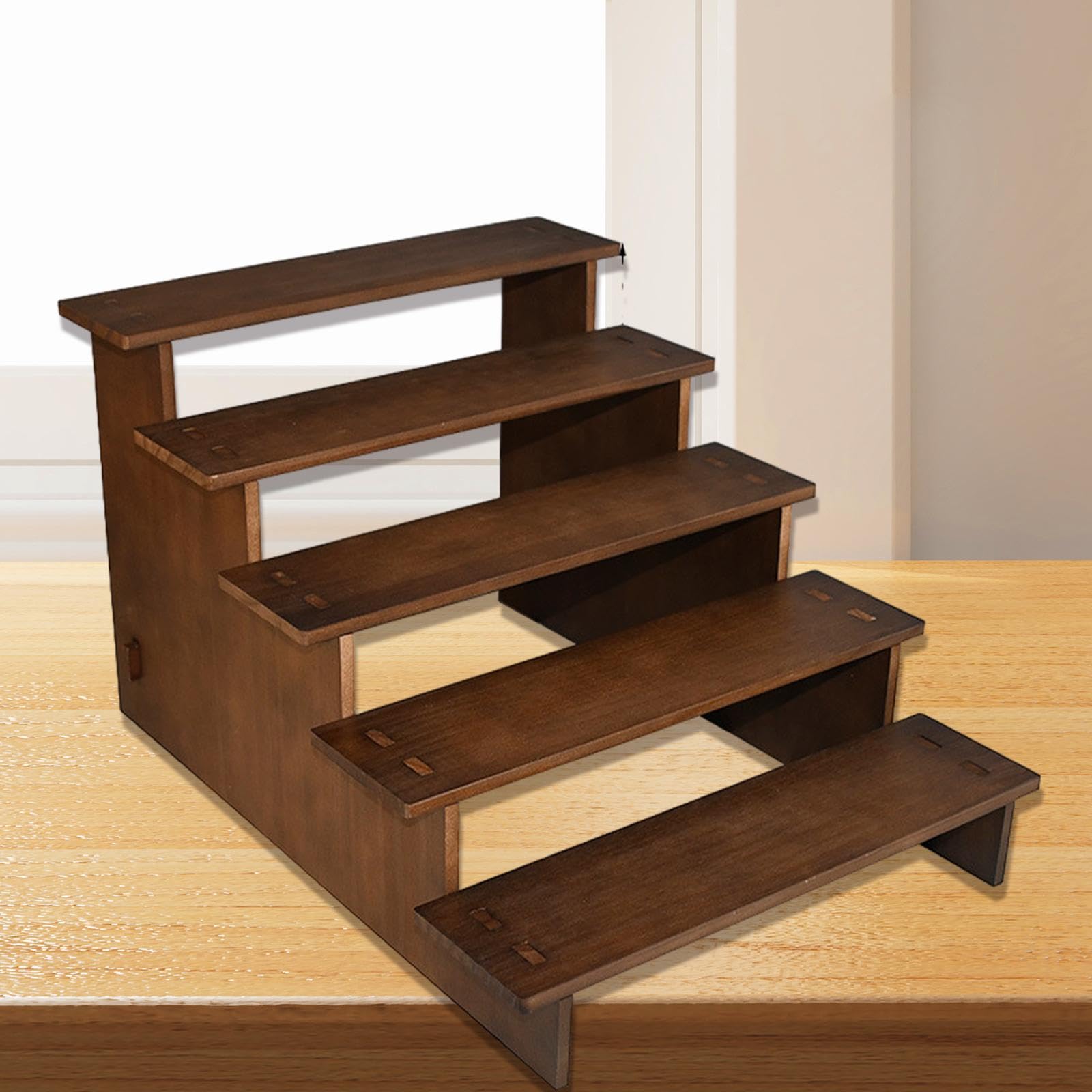 Espositore in Legno Spesso per Gioielli Organizer Scaffale Rialzato Multiuso Supporto Esposizione Figurine Decorativo Mensola da Banco Adatta per, 5 Strati 30 cm