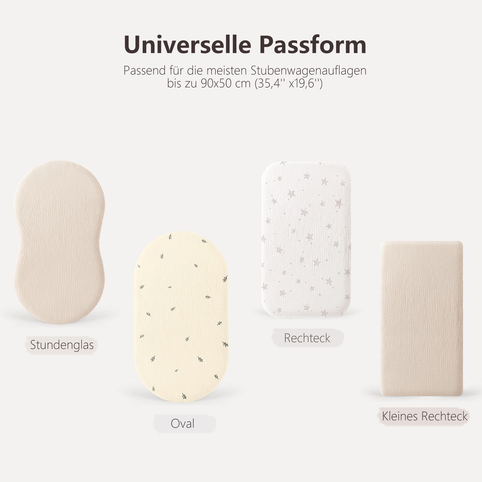 Susurration Lot de 2 Draps Housses Cododo pour Lit Bébé,100% Coton Mousseline Draps Housses Poussette Lit de Voyage et Couffin 50x90cm (Beige Leaf)